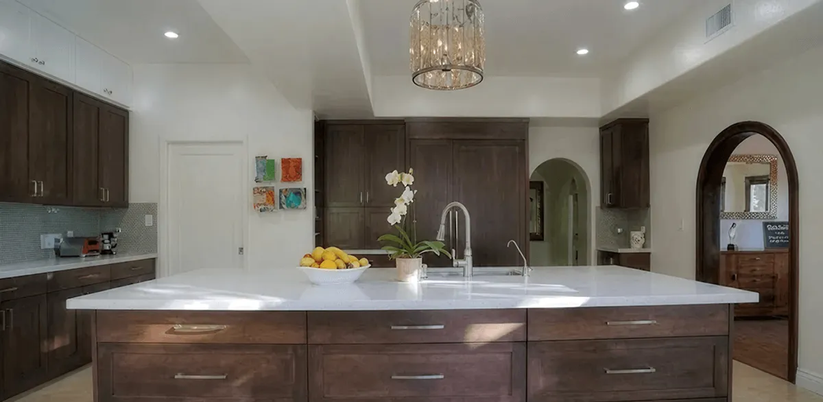 Cabinet refacing project with updated kitchen cabinets and island in Fort Lauderdale, FL